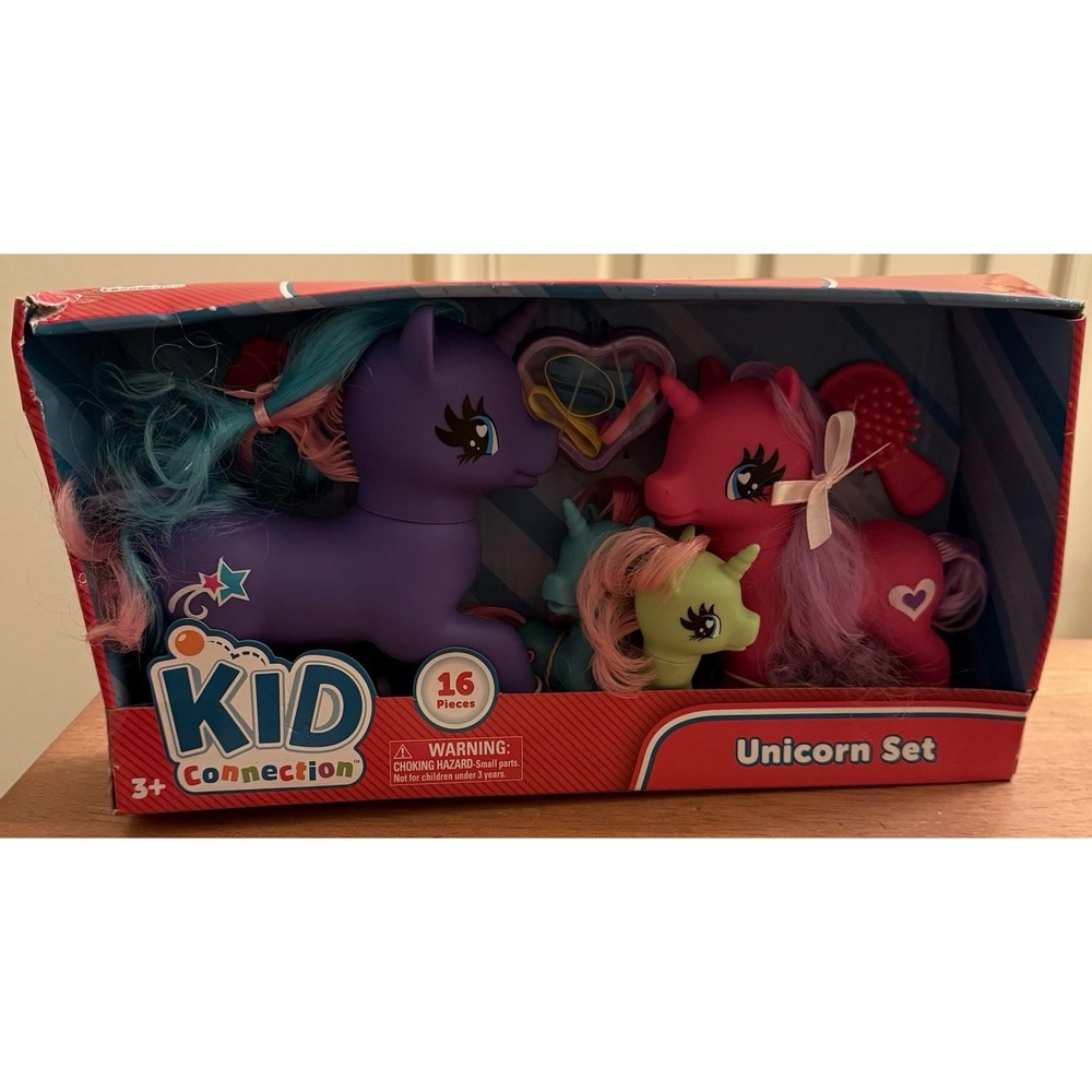 Kid Connection 16 Pc Unicorn Set Brush Comb Pony Purple Pink Green Ages 3+